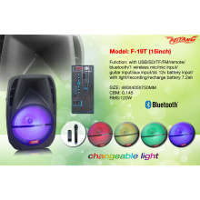 Bluetooth portátil portátil de plástico de la carretilla 15 pulgadas / FM / USB / SD / F19t remoto